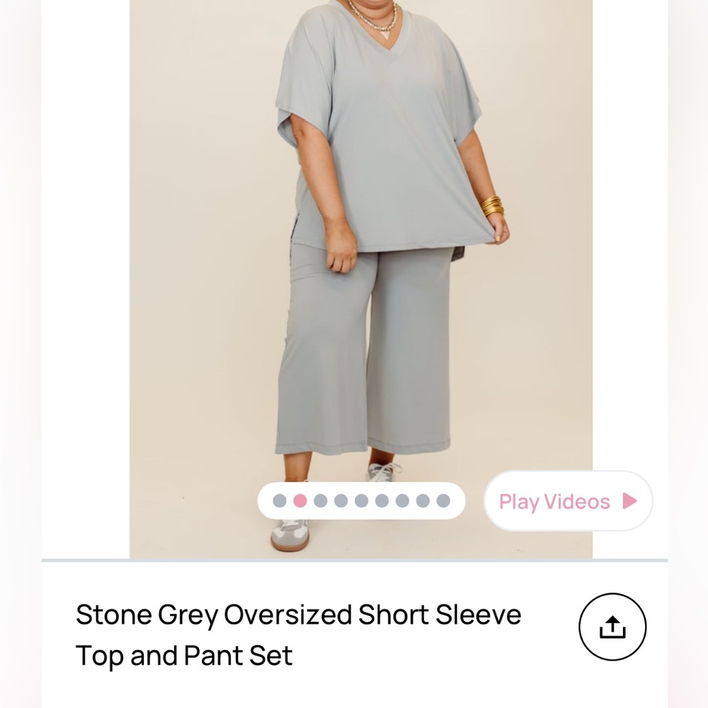 White Birch Stone Grey Wide Leg Pant Set